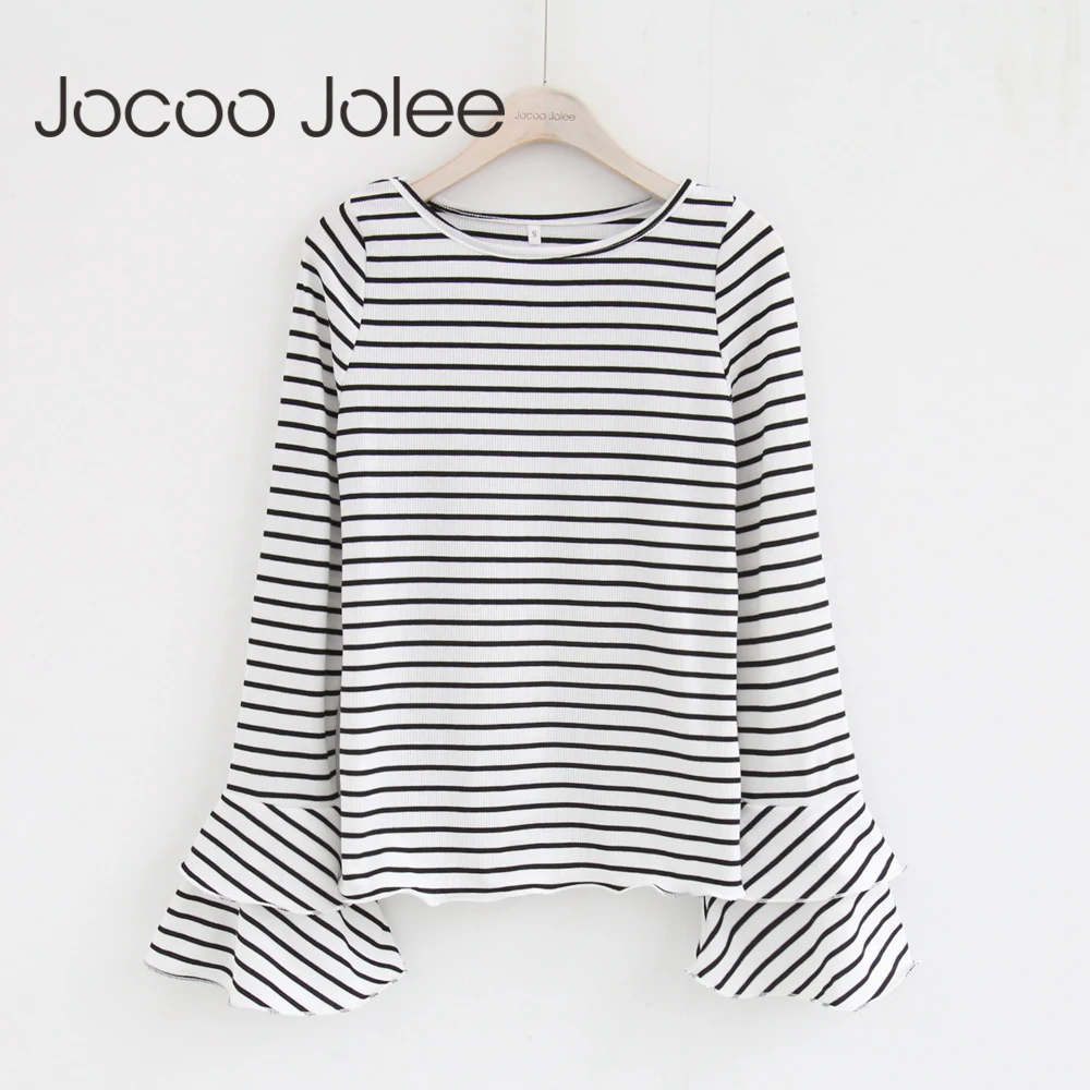 Женский полосатый свитер Jocoo Jolee вязаный пуловер с круглым вырезом и