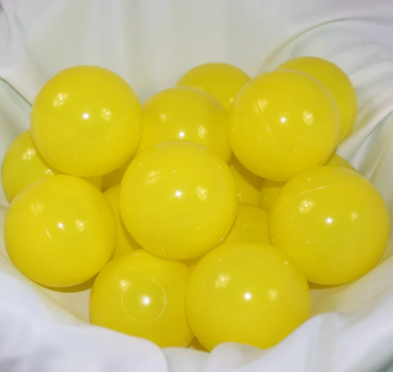 yellow 80pcs Серебряный, Золотой, экологичный, красочный мяч, мягкий, пластиковый, Океанский шар, забавный, детский, детский, для плавания, яма, игрушка, водный бассейн, океан, 60 мм - Цвет: yellow 80pcs