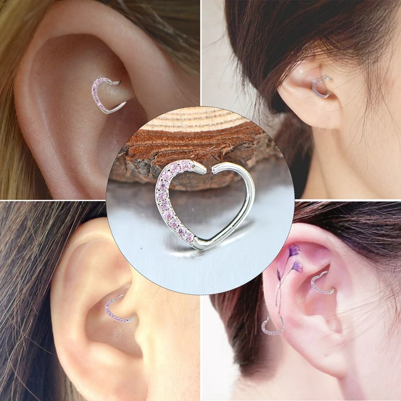Тело панк пирсинг для хрящевой части уха сердце правое закрытие Daith Cartil Tragus шарнирное сегментное кольцо ювелирные изделия для тела серьги 16 колец