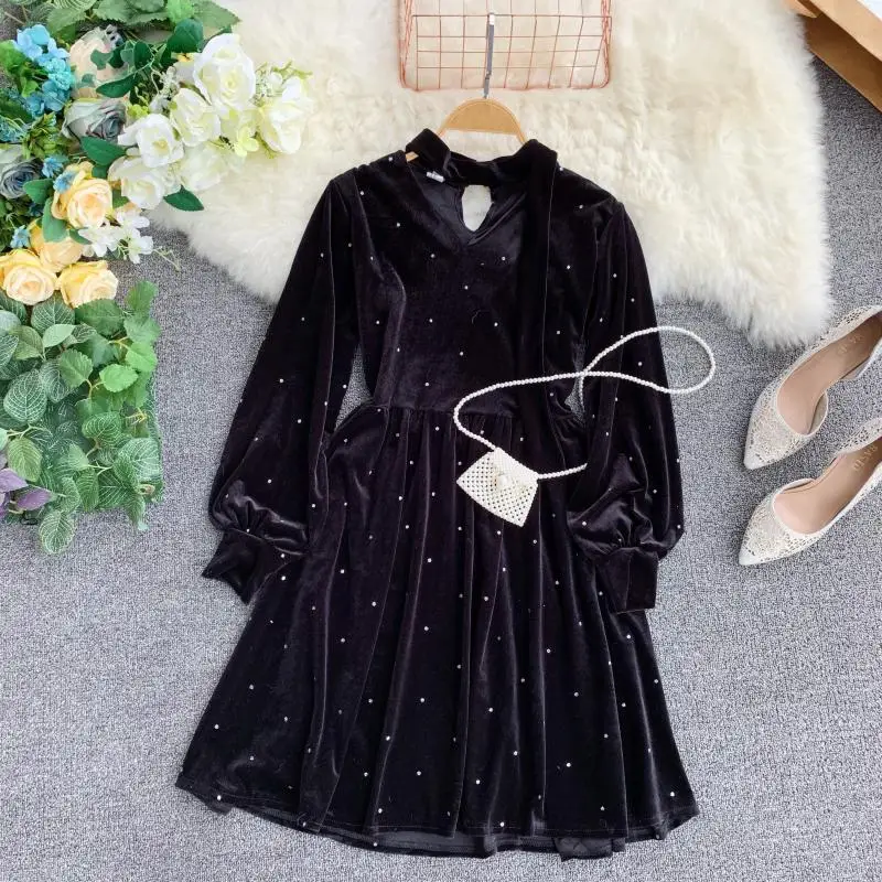 2019 Новая модная женская одежда для взрослых элегантное бронзовое бархатное