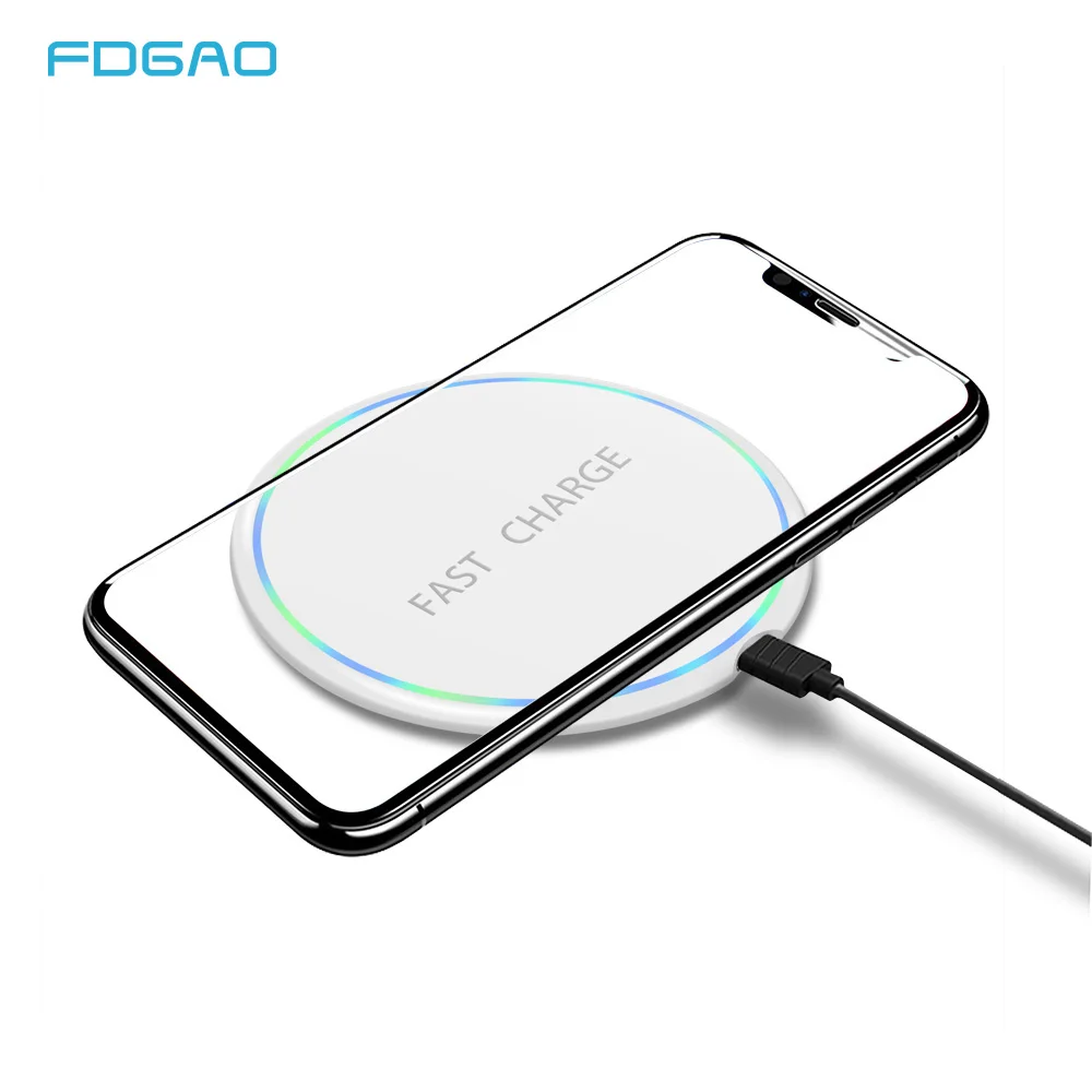 Беспроводное зарядное устройство FDGAO QI для samsung S8 S9 Note 8 9 10W быстрая Беспроводная зарядка для iPhone X XR XS Max зарядное устройство для мобильного телефона
