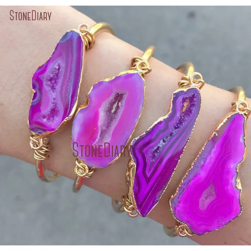 Браслет манжета с орлоном из агата розового цвета|adjustable bangle bracelets|bangle braceletcuff bracelets