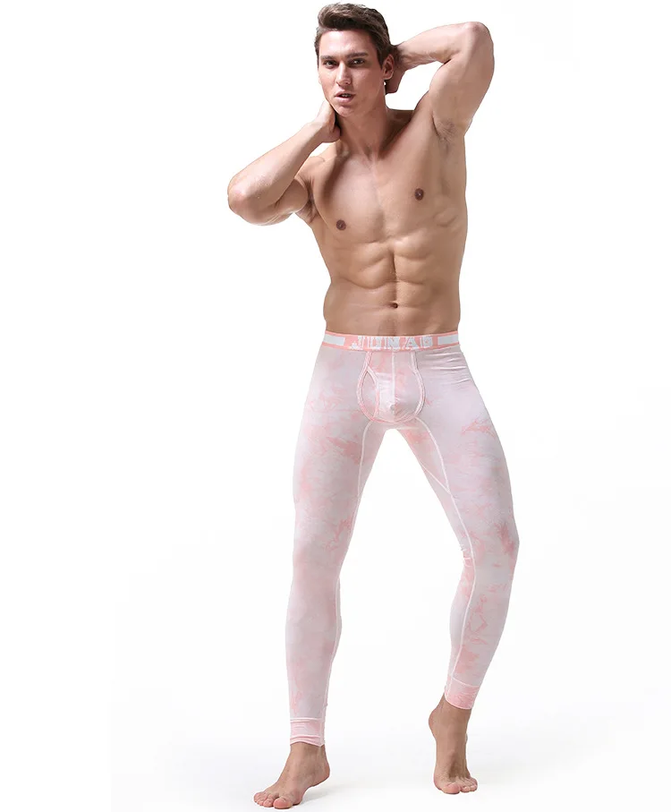 Мужское термобелье, кальсоны с принтом Tie Dye, мужские леггинсы, Hombre, сексуальные, u-образные, молодежные, плотные, термальная одежда, хлопок, зима