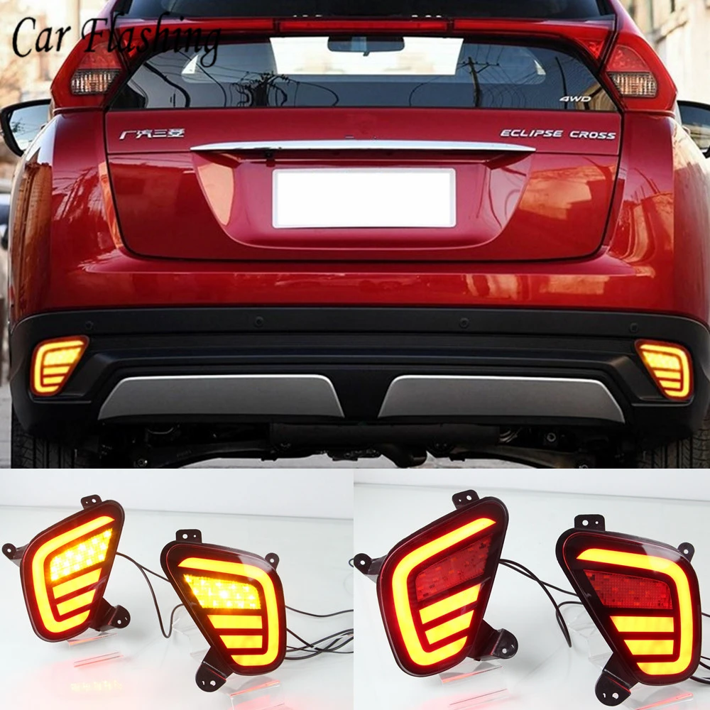 2pcs For Mitsubishi Eclipse Cross 2018 2019 Multi-functions LED Rear Bumper Reflector Lamp Brake + Turn Signal Reverse Light | Автомобили