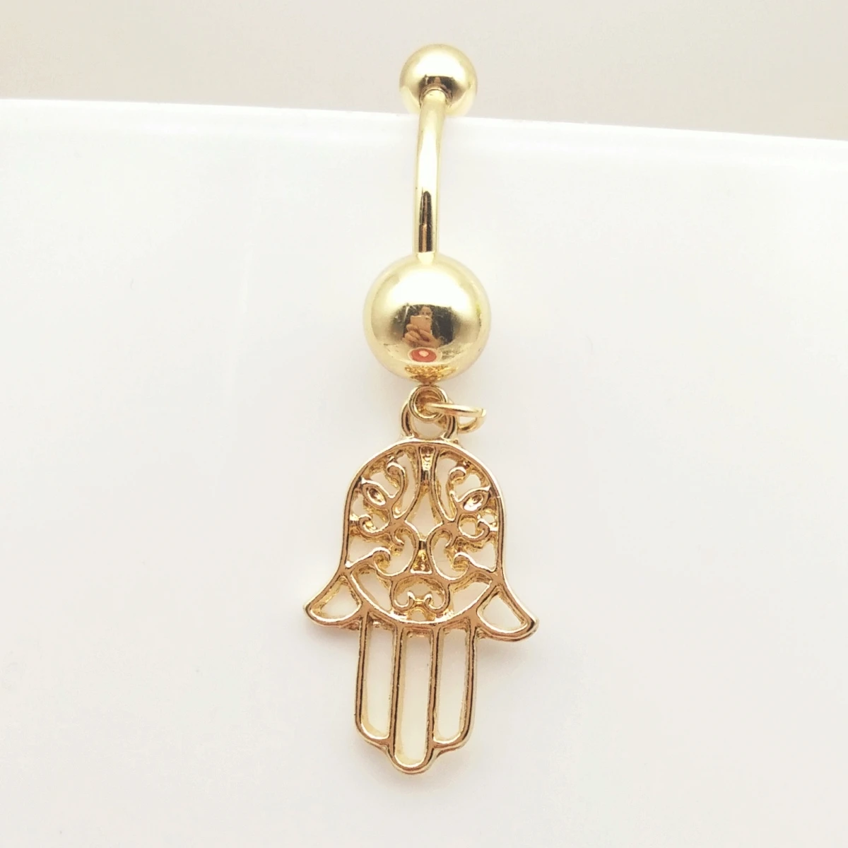 1 шт. Сталь 14G висячий полые хамса руки живот кольца Необычные золотые военно