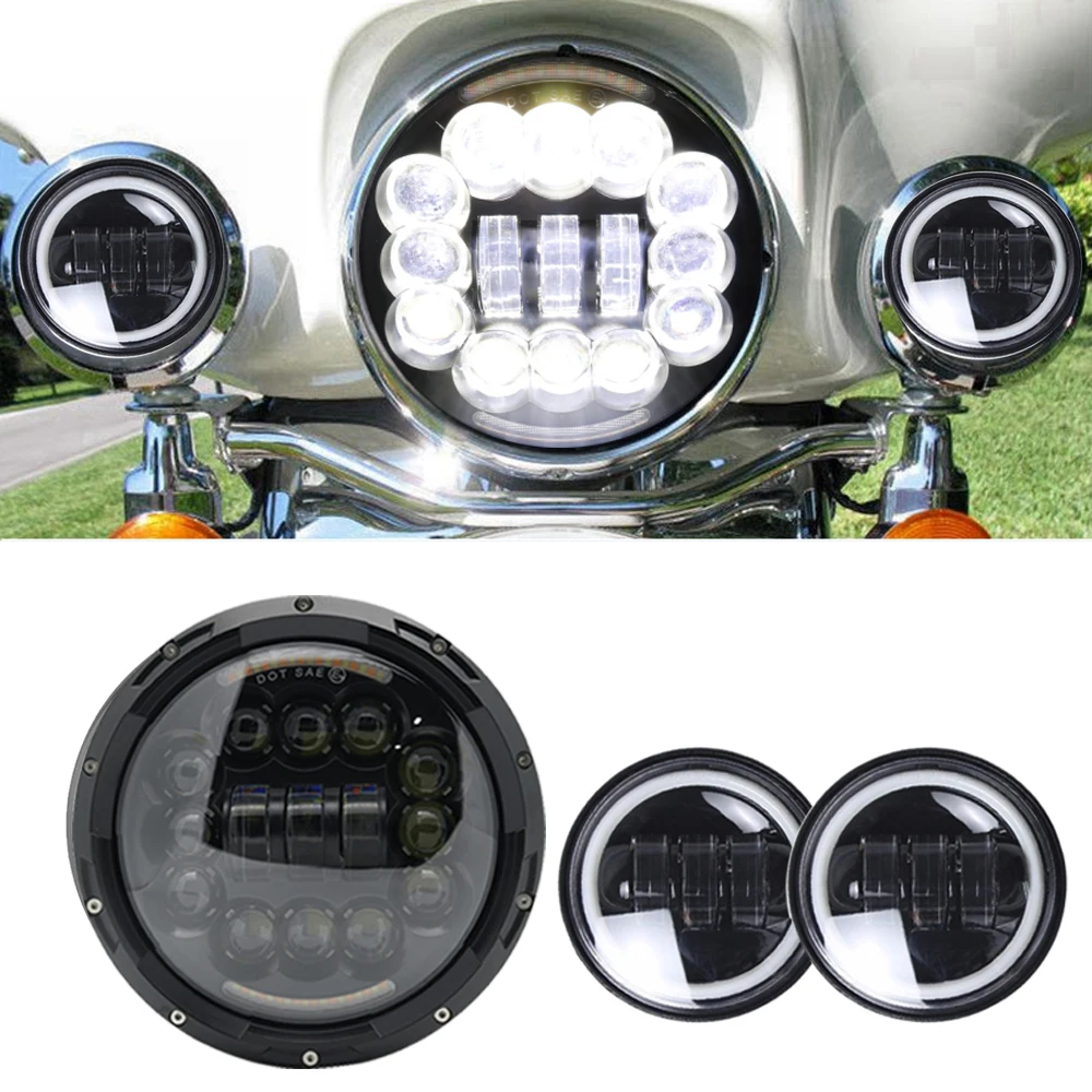 7 &quotсветодиодный светильник для Harley moto rcycle Moto проектор светодиодный фара H4 H13