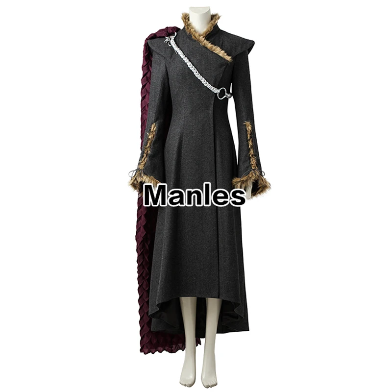 Daenerys Targaryen Cosplay Costume Game of Thrones Season 7 Outfit Fancy Dress Black Clothes Halloween Cloak Boots Adult Women