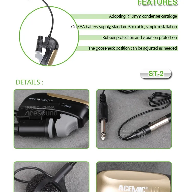 ACEMIC ST-2 высококачественный профессиональный саксофон Микрофон проводной музыкальный инструмент микрофон проводной микрофон 5 м длина кабеля