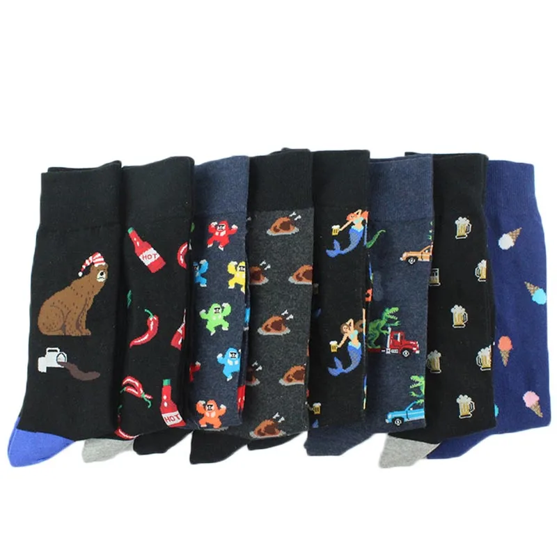 Забавные мужские носки с животными креативные счастливые хлопковые в стиле