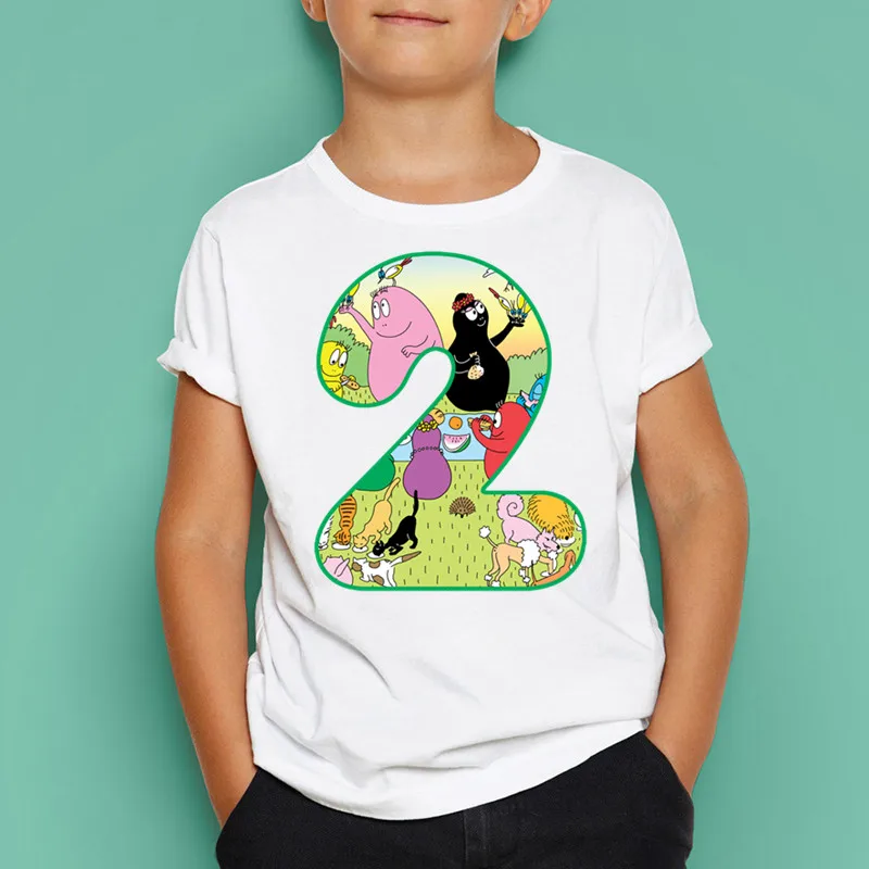 Детская футболка Barbapapa с номером на день рождения Детские топы короткими