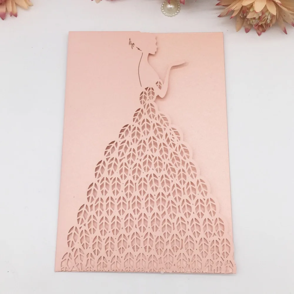 30 шт./лот элегантные свадебные открытки с лазерной резкой приглашения для