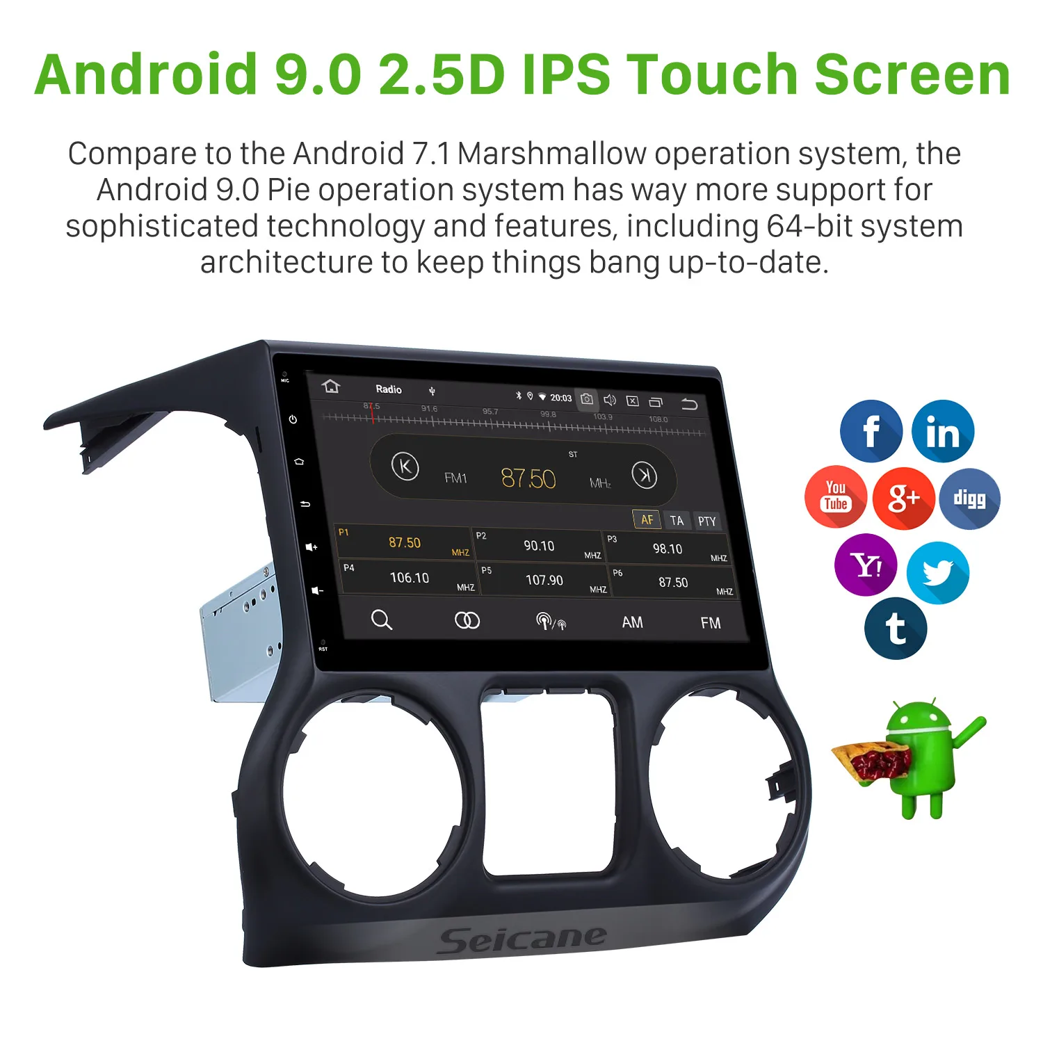 Seicane автомобильный Android 9 0 HD 10 1 &quotАвторадио 1Din Wifi 4 + 32 ГБ Стерео GPS плеер для JEEP Wrangler