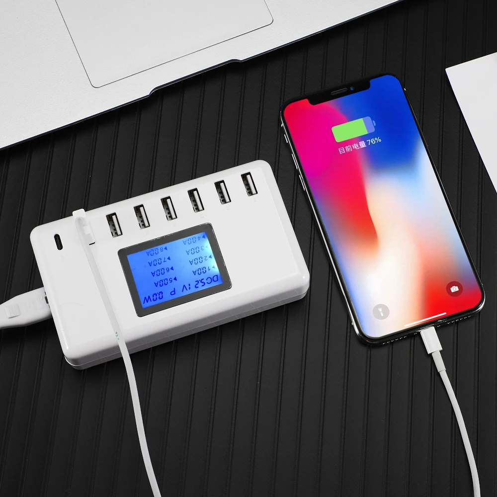 AIXXCO 8A USB зарядное устройство светодиодный дисплей 8 портов 40 Вт Тип c PD Быстрая зарядка для iPhone iPad samsung huawei Xiaomi