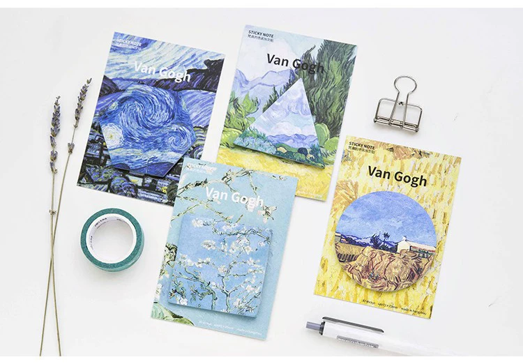 4pcs/lot Van Gogh memo pads Geometry Sticky Note Post It Starry night guestbook stickers Stationery Office School supplies 01927