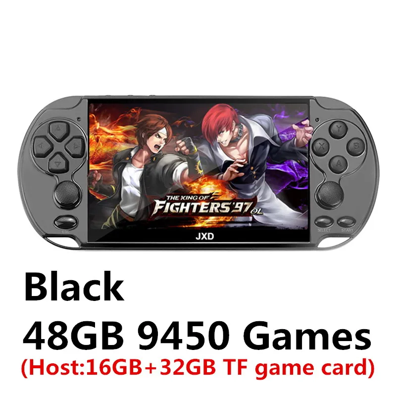 Black 48GB9450 games JXD Новинка 5,1 дюймов 48 ГБ 128 бит видео игровая консоль встроенные 9450 игры для cps/neogeo/gba/GB/snes/nes/sega консоль для детей mp3 MP5 - Цвет: Black 48GB9450 games