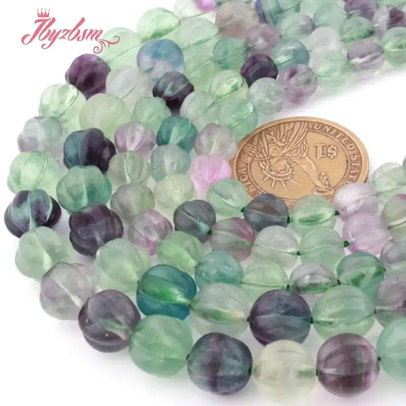 8mm,10mm Smooth Multicolor Pumpkin Fluorite Beads Natural Stone Beads For Necklace Bracelets Jewelry Making 15