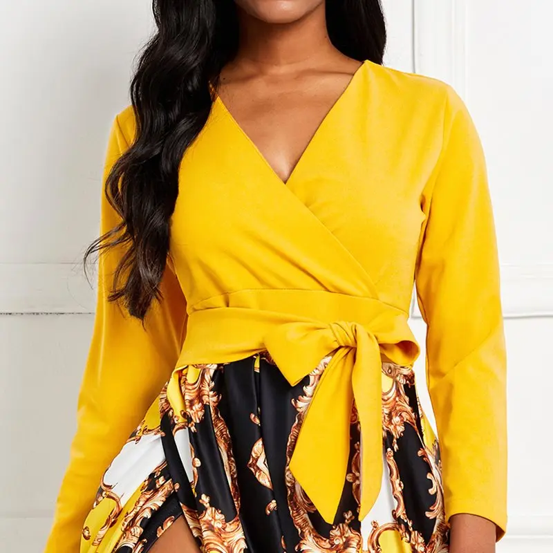 Осеннее длинное платье с принтом в африканском стиле для женщин v образный вырез