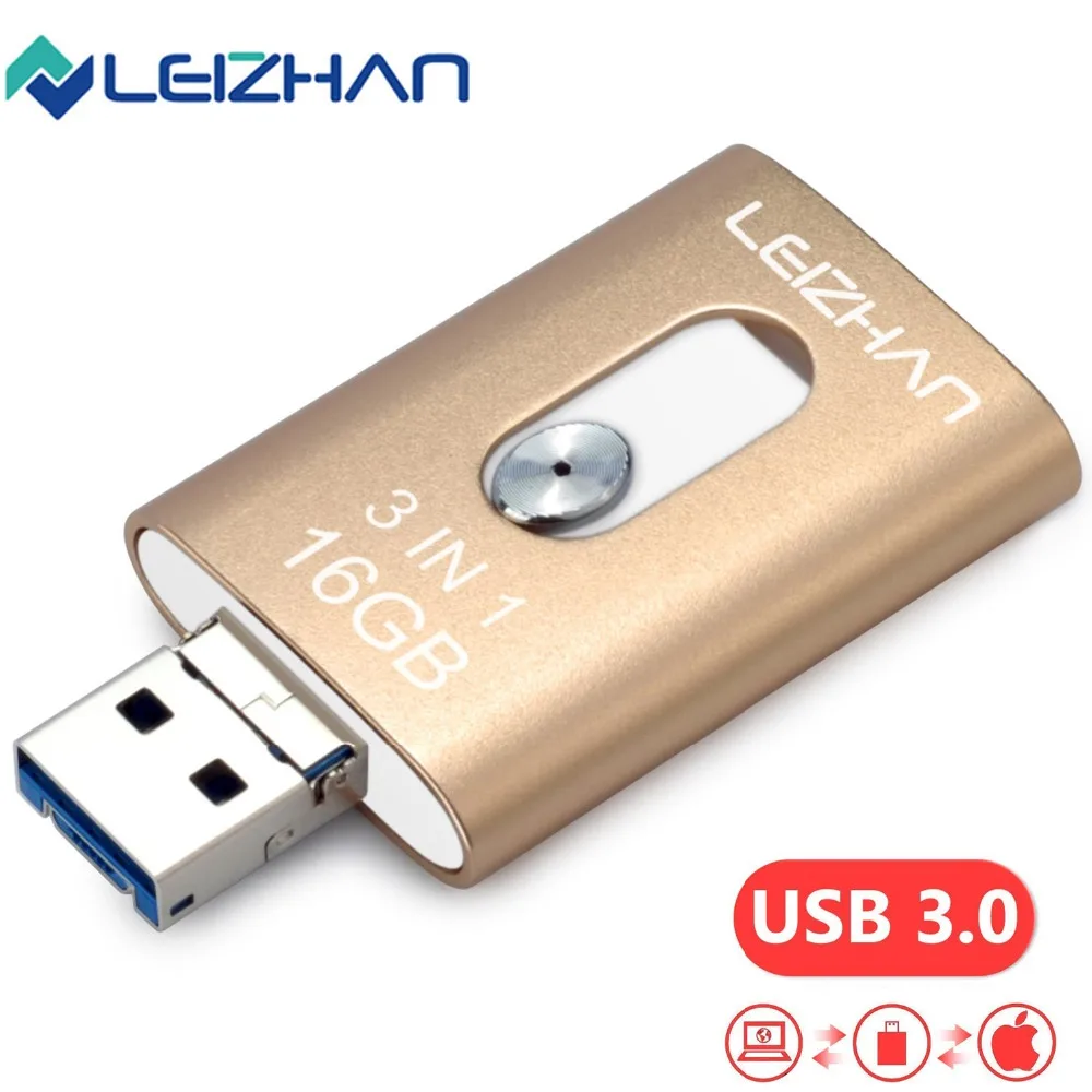 LEIZHAN USB флеш накопитель для iphone xr max x plus 8 7 s 6s 6 5S 3 0 32 gb Lightning флешки 16 Micro U диска 64 ГБ и