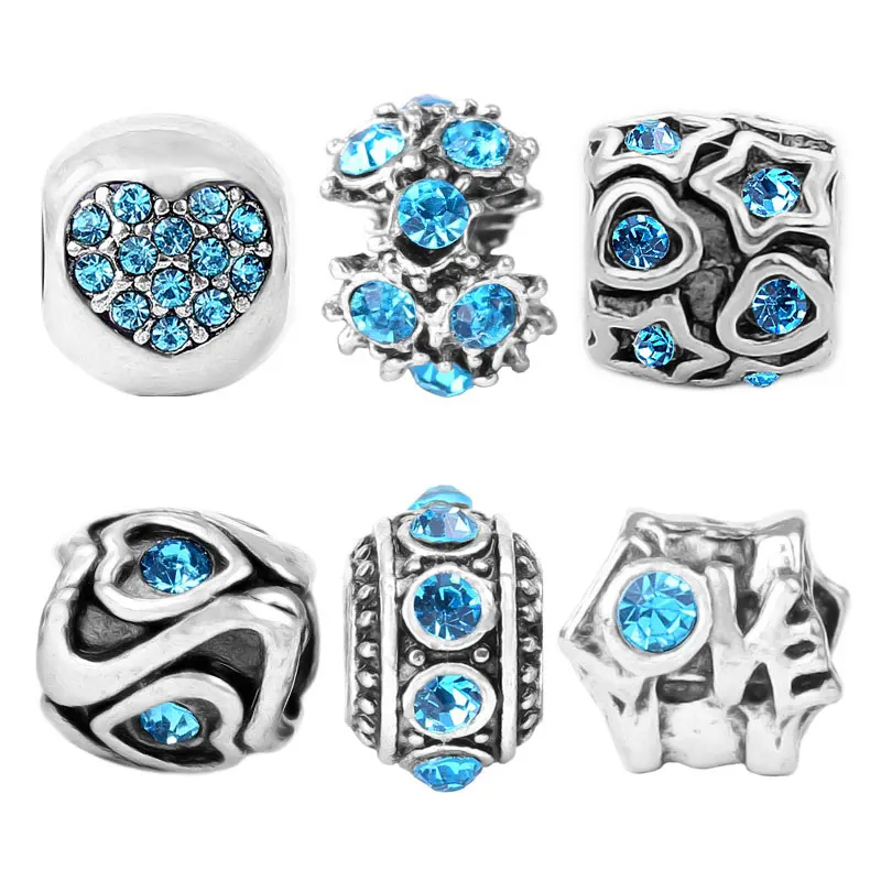 1 Set Fashion Crystal Love Heart Charms Beads Fit pandora Bead Charm Bracelets For Women DIY Jewelry Making SPB094 | Украшения и