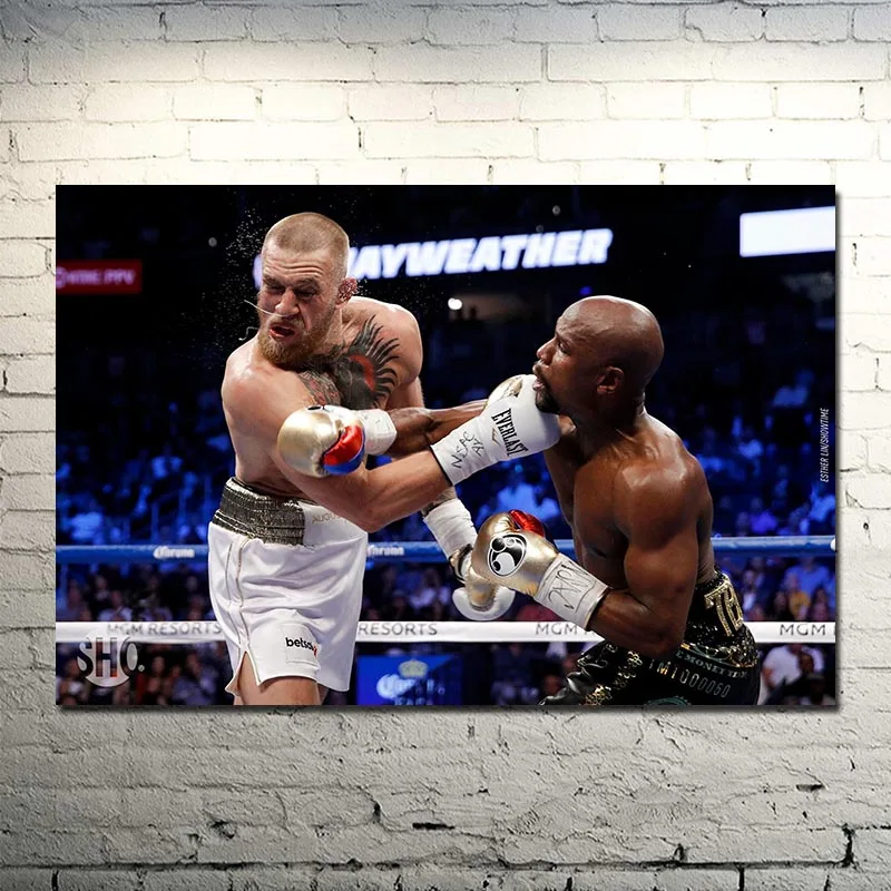 Floyd mayпогода против Conor McGregor борьба боксерская Искусство Шелковый Холст плакат 13x20