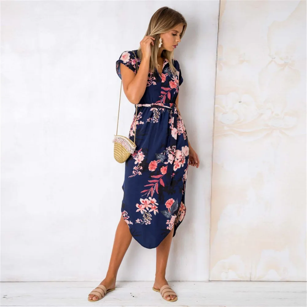 Платье женское ассиметричное в бохо стиле элегантный сарафан средней длины