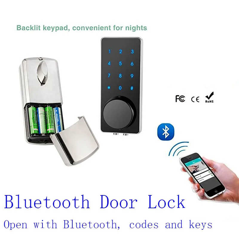 Electronic Keyless Back-lighted Keypad Door Lock Unlock With Bluetooth Code or Key smart door lock | Безопасность и защита