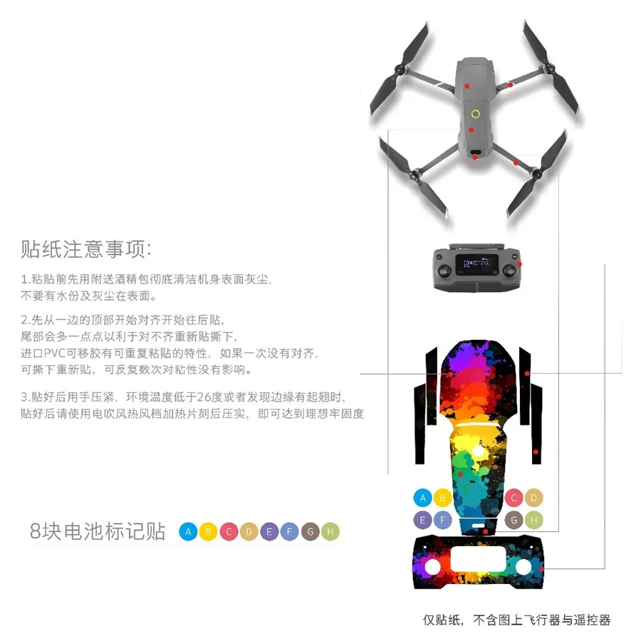 Водонепроницаемый ПВХ наклейки Наклейка кожного покрова обертывание для DJI MAVIC 2 Pro Zoom Drone Body Arm пульт дистанционного управления запасные части
