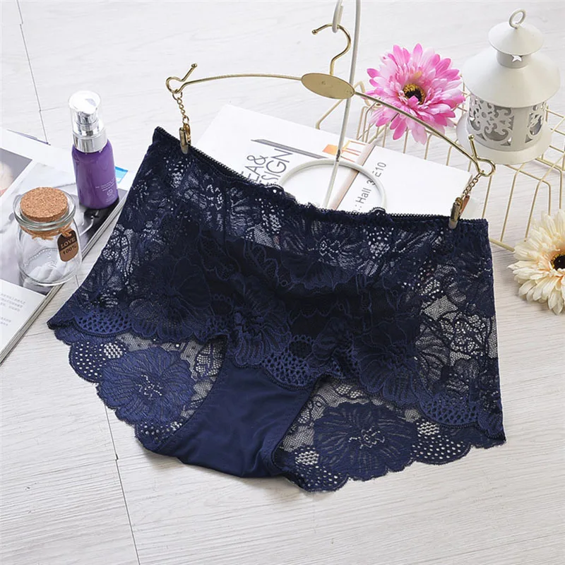 Black and blue Горячее нижнее белье, женские трусики, трусы для женщин, хипстерские трусы, сексуальное нижнее белье, кружевные трусики с цветами, большие размеры - Цвет: Black and blue