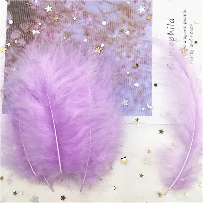light purple 50p Natural Turkey Feathers Plumes 4-6 Inches10-15cm Multicolor Chicken Marabou Feather DIY Craft Wedding Jewelry Decoration 50pcs - Цвет: light purple 50p