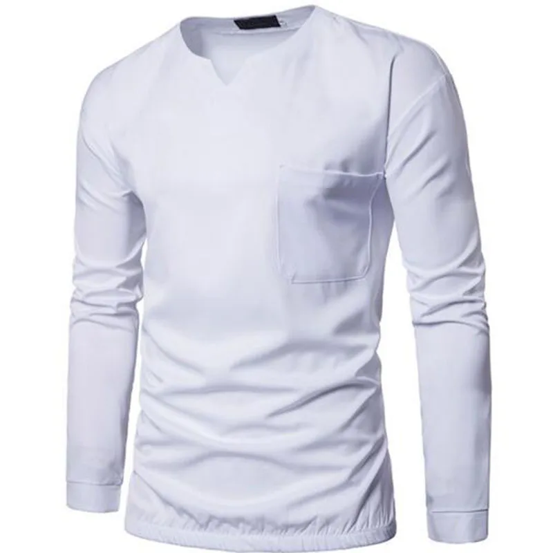 2018 Для мужчин High Street Wear с длинным рукавом без воротника Рубашки для мальчиков