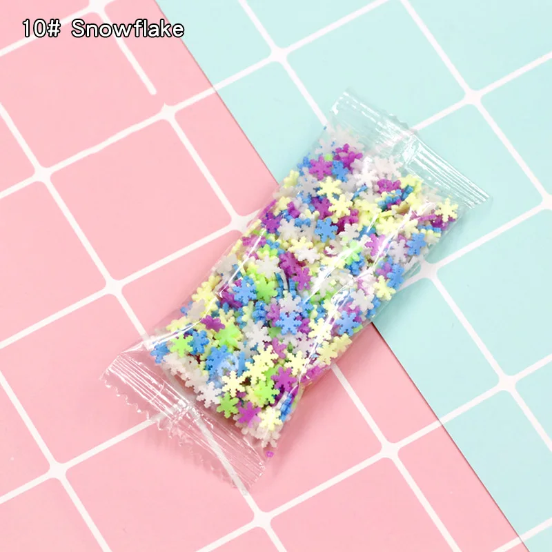 10 Snowflake DIY Кристалл грязи моделирование Мороженое Торт украшения разбрызгивает наполнитель глины поддельные Конфеты Имитация сладостей сахарная игла слизи наполнитель - Цвет: 10 Snowflake