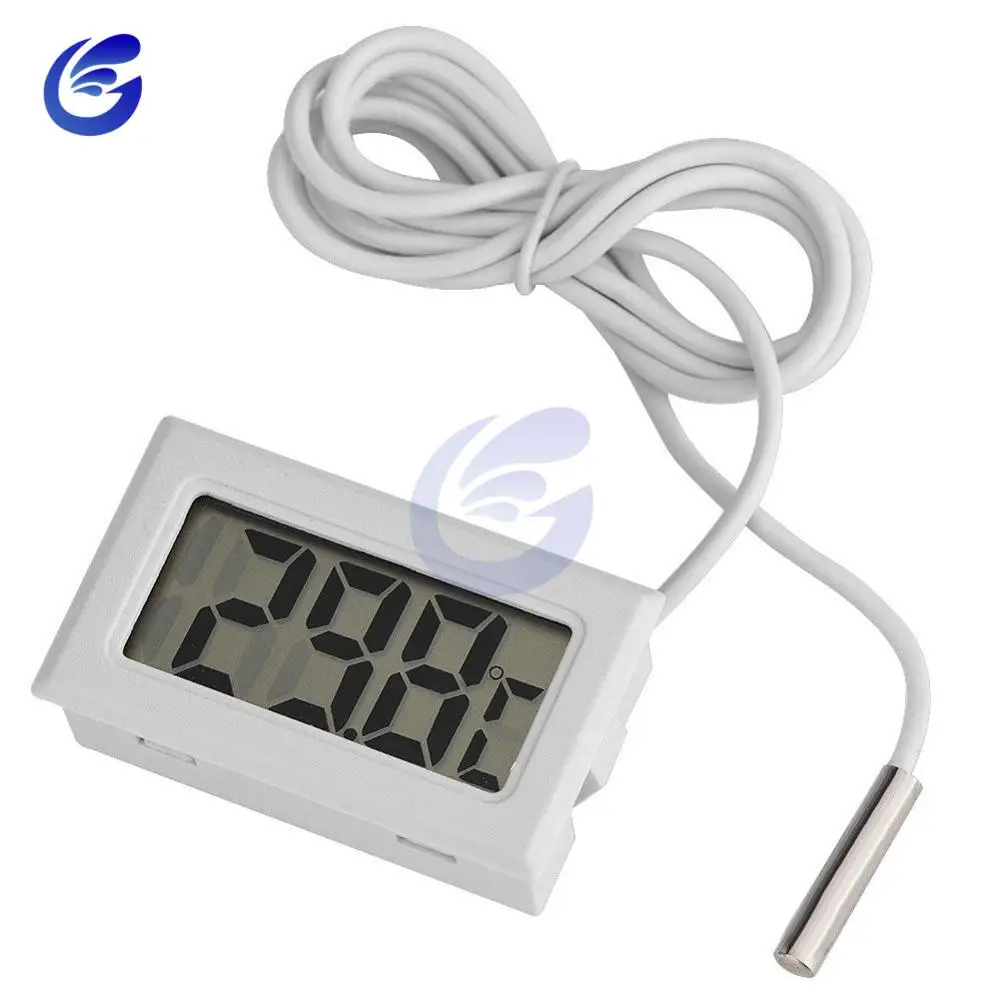 White With 1M Cable Мини цифровой термометр 1 м/2 м кабель зонд, морозильник термометр датчик термограф для аквариума холодильник комплект Chen бар использовать - Цвет: White With 1M Cable