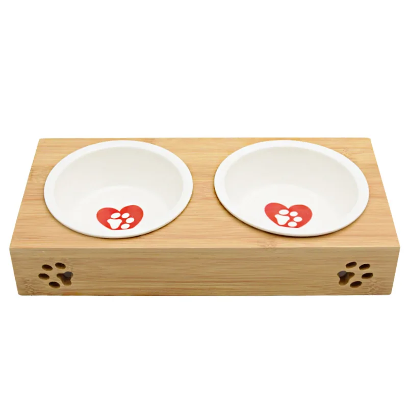 Новая миска для домашних животных собак кошек керамическая Бамбуковая корма