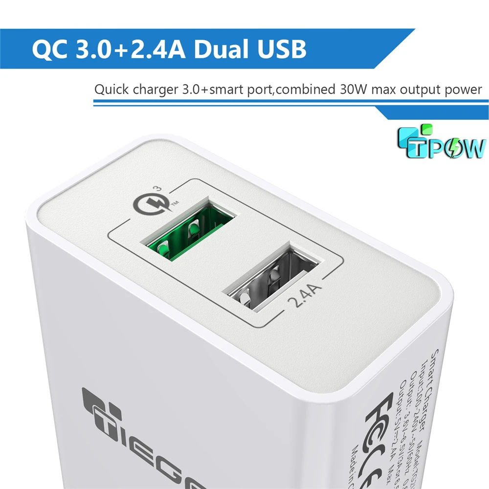 Сетевое зарядное устройство TIEGEM 30 Вт Quick Charge 3 0 USB адаптер вилка стандарта ЕС и США