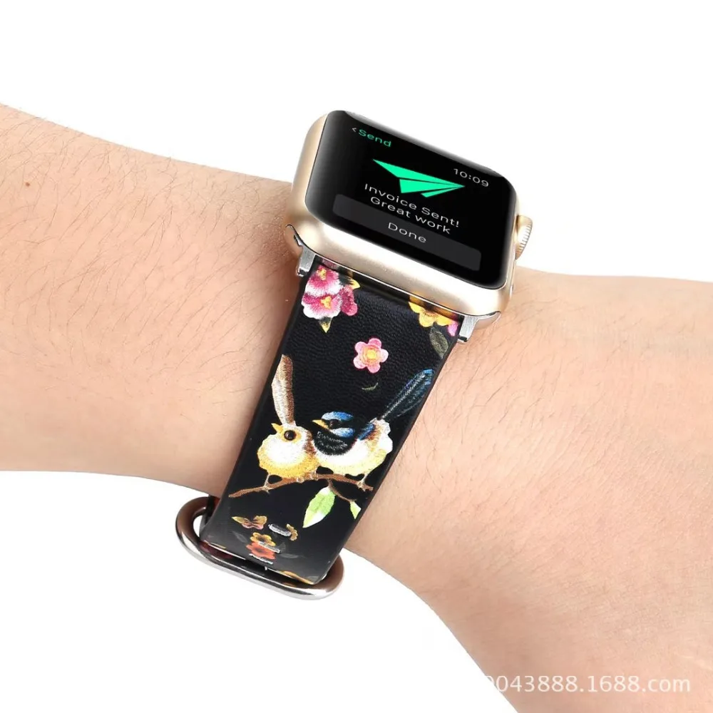 2018 группа цветы ремешок для apple watch 42 мм/38 мм из натуральной кожи запястье браслет