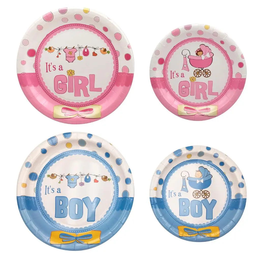 Синяя розовая одноразовая посуда для вечеринки Детская Праздничная столовая