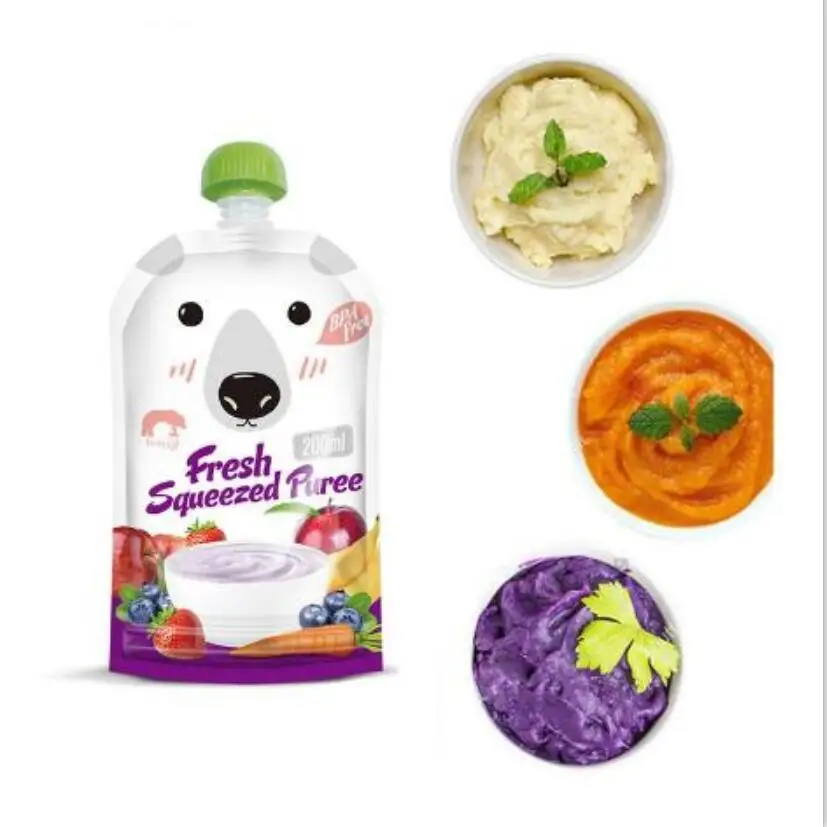 1 PC Cartoon 200ML Kids Food Storage Bag Breast Milk Bag Reusable Baby Food Pouch Infant Double Zipper Feeding Bags