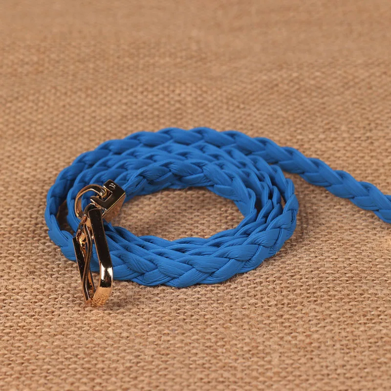 Женский ремень яркого цвета модный плетеный однотонный из сплава с пряжкой