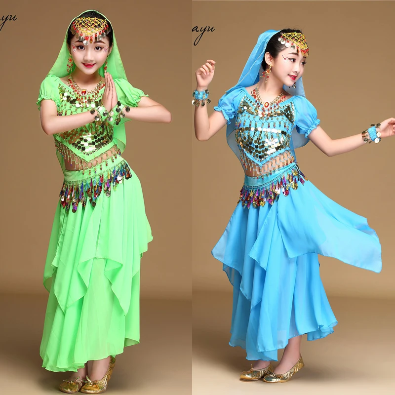 Комплект из 3 предметов (топ + штаны ремень) детская одежда для танца живота