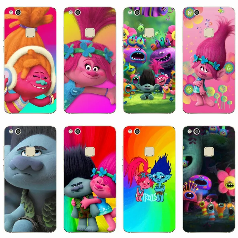 Чехол для телефона Fikable Trolls Poppy розовый из ТПУ Huawei P9 P10 P20 Lite Mate 9 10 Honor V9 Por Plus|Бамперы|