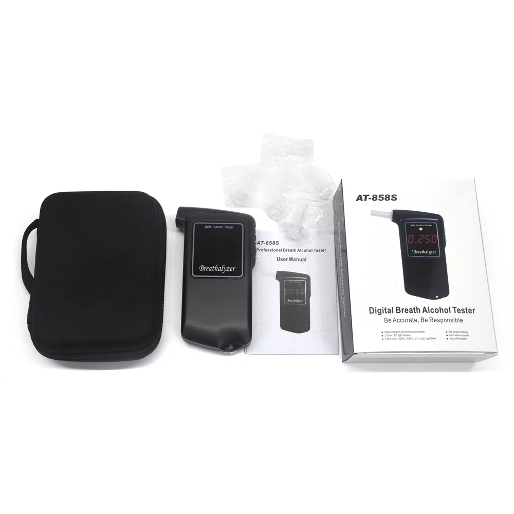 Высокоточный Профессиональный цифровой алкотестер AT858S, 2019
