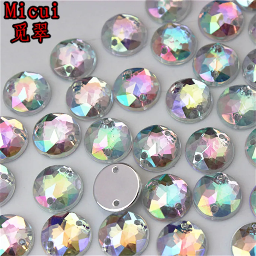 100 шт. прозрачные круглые акриловые стразы Micui ZZ4A 10/12/13/15 мм|sew on|acrylic rhinestonesrhinestone