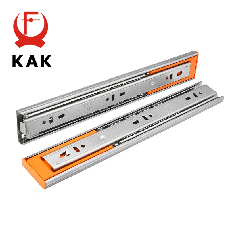 

KAK 10" - 22" Stainless Steel Drawer Slides Soft Close Drawer Track Three-Section Drawer Rails Cabinet Roller Furniture Hardware