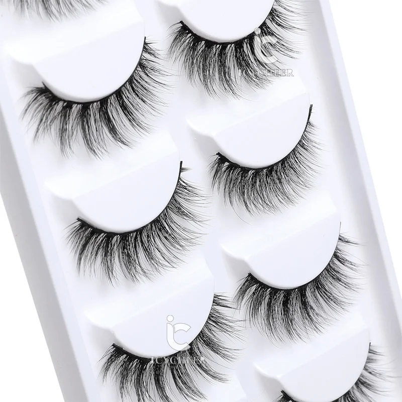 ICYCHEER Makeup Cosmetics 5 Pairs Real Mink 3D False Eyelashes 100% Siberian Fur Natuarl Long Thick Fake Handmade | Красота и