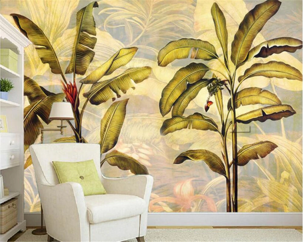 3d обои в Юго-Восточной Азии банановые листья гостиной фоновые фрески для спальни