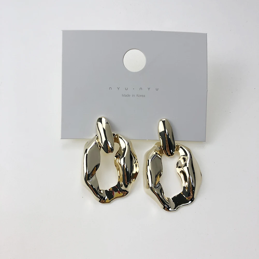 GWACC корейский дизайн металлический золотой цвет геометрический висячие серьги