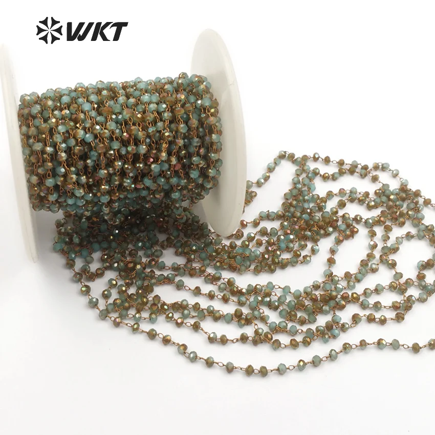 WT-RBC052 WKT светло-зеленый цвет Sparking бисер цепь оптовая продажа 10 метров ручная