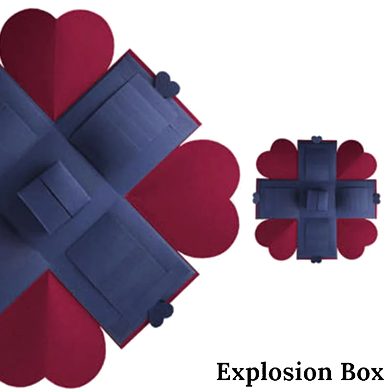 Navy Blue and Red Свадебный подарок Взрывная коробка коробочка с сюрпризом креативные фото наклейки в альбом для свадьбы юбилей скрапбукинга подарок на день рождения сюрприз - Цвет: Navy Blue and Red