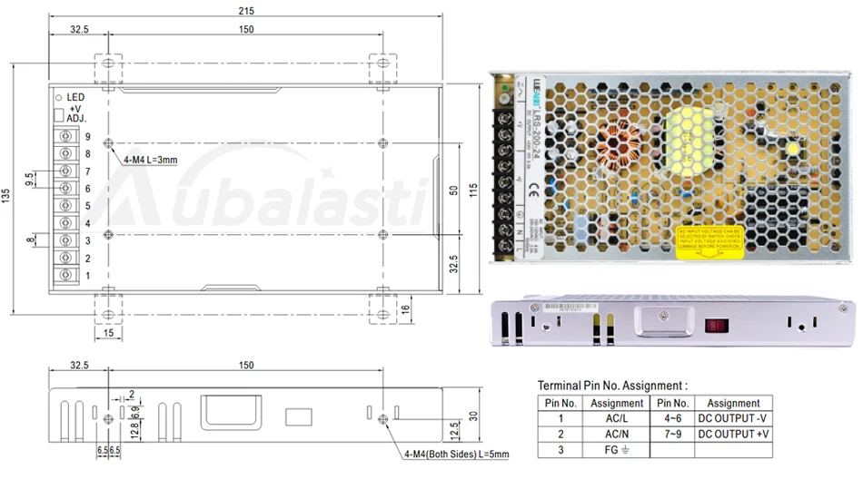 Электропитанием LRS-200 импульсный источник питания 5V 12V 24V 36V 48V источник питания для фрезерный станок с ЧПУ гравировальный станок