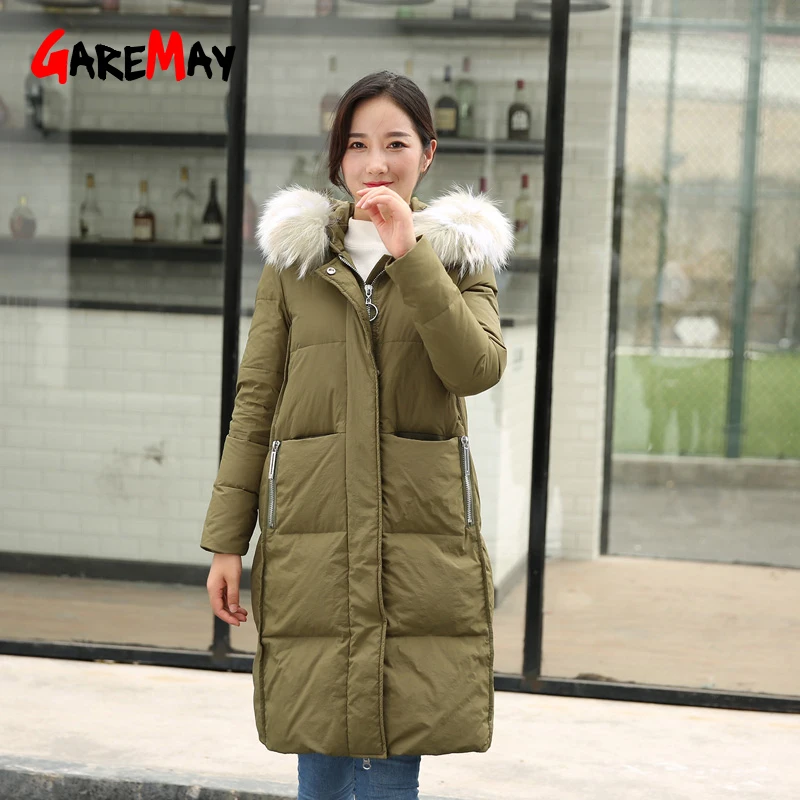 Для женщин пуховик оверсайз 2018 Зимняя мода Белое пуховое пальто женские теплые